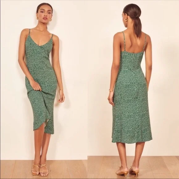 Reformation Dresses Reformation Midi Slip Dress Daisy Print Green Sz Poshmark